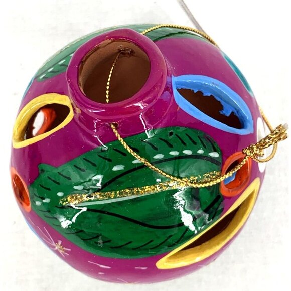 Talavera Hand Painted Christmas Ornaments Round Cut Out Luminaries Lot of 6 NOS - Picture 11 of 16